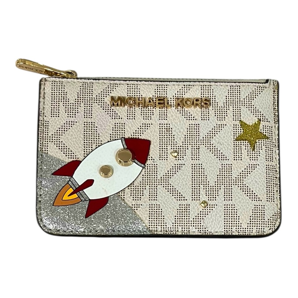 Michael Kors Cream and Gold Key & Card Holder